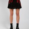 Women * | Trippnyc.Com Midnight Pleated Skirt Black/Red