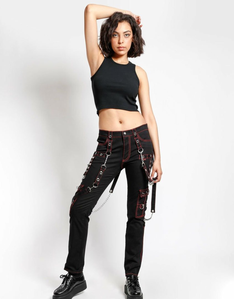 Women * | Trippnyc.Com Women No Excuse Pant Red Black/Red Stitch