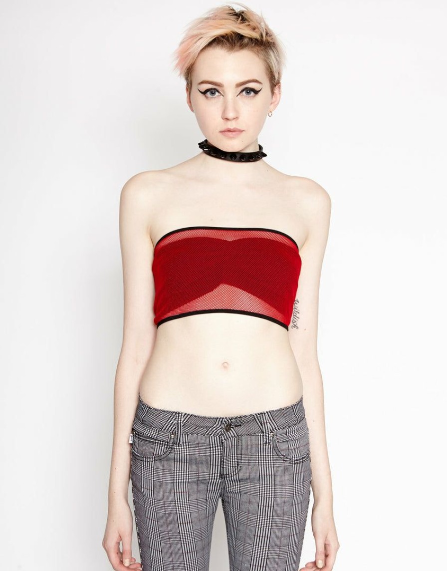 Women * | Trippnyc.Com Women Fishnet Bandeau Red