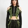 Women * | Trippnyc.Com Women Lolita Crop Hoody Lime Black/Lime