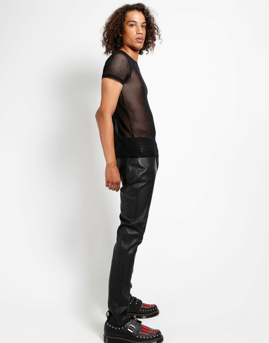 Bottoms * | Trippnyc.Com Men Faux Leather Pant Black