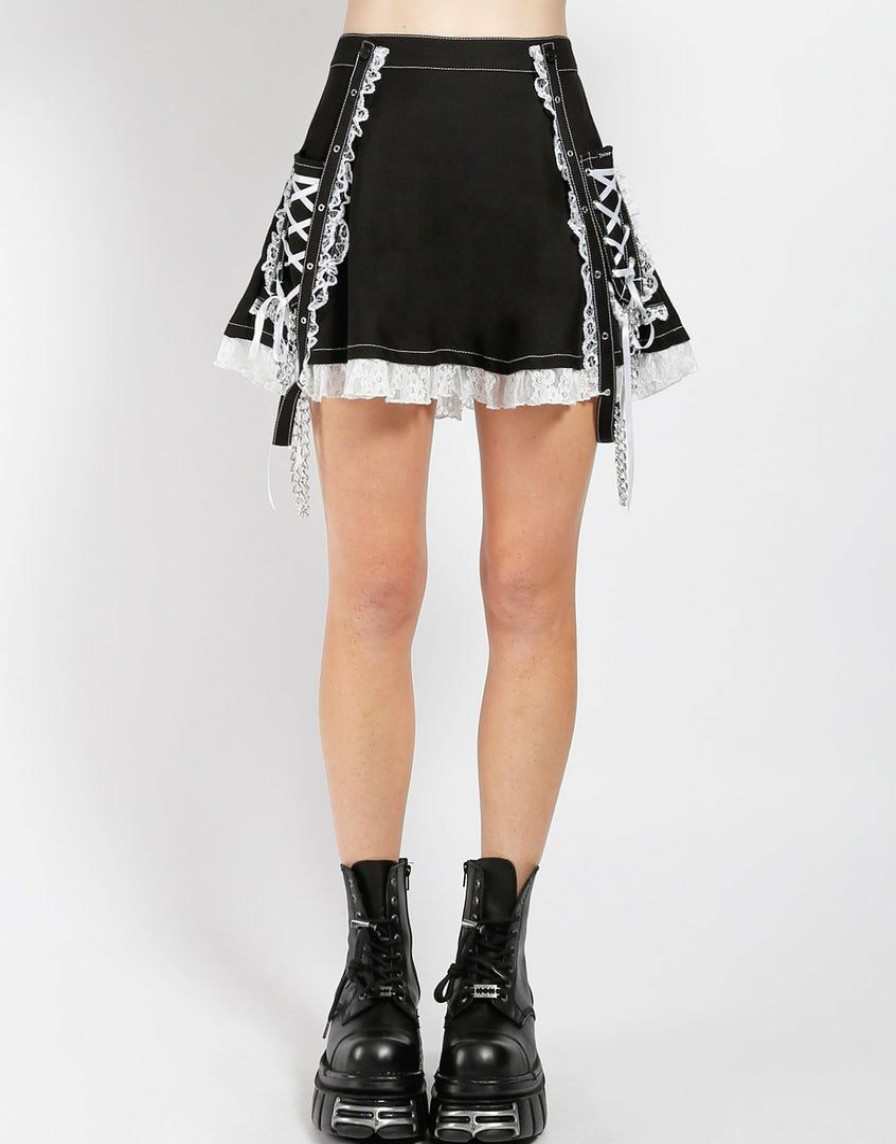 Women * | Trippnyc.Com Women Lolita Suspender Skirt Black/White