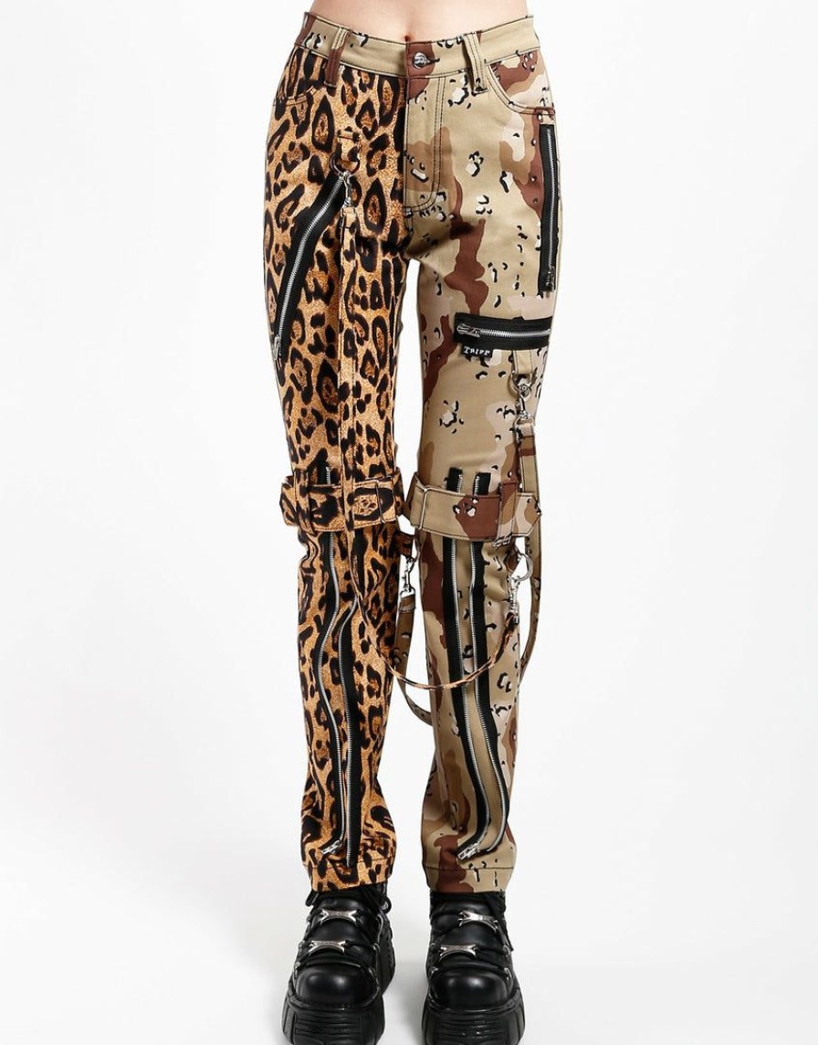 Bottoms * | Trippnyc.Com Men Split Leg Bondage Pant Leopard And Sand Camo Natural Leopard/Sand Camo