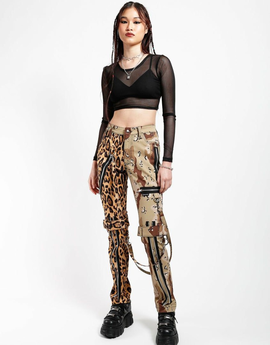 Bottoms * | Trippnyc.Com Men Split Leg Bondage Pant Leopard And Sand Camo Natural Leopard/Sand Camo