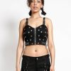 Women * | Trippnyc.Com Grommet And Chain Crop Top Black