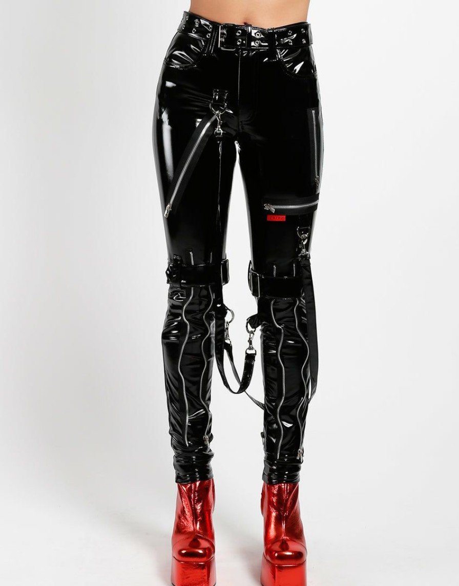 Women * | Trippnyc.Com Vinyl Classic Bondage Pant Black