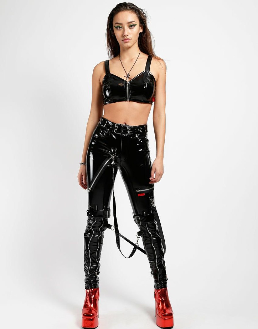 Women * | Trippnyc.Com Vinyl Classic Bondage Pant Black