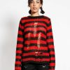 Women * | Trippnyc.Com Rag Stripe Sweater Red Women Black/Red