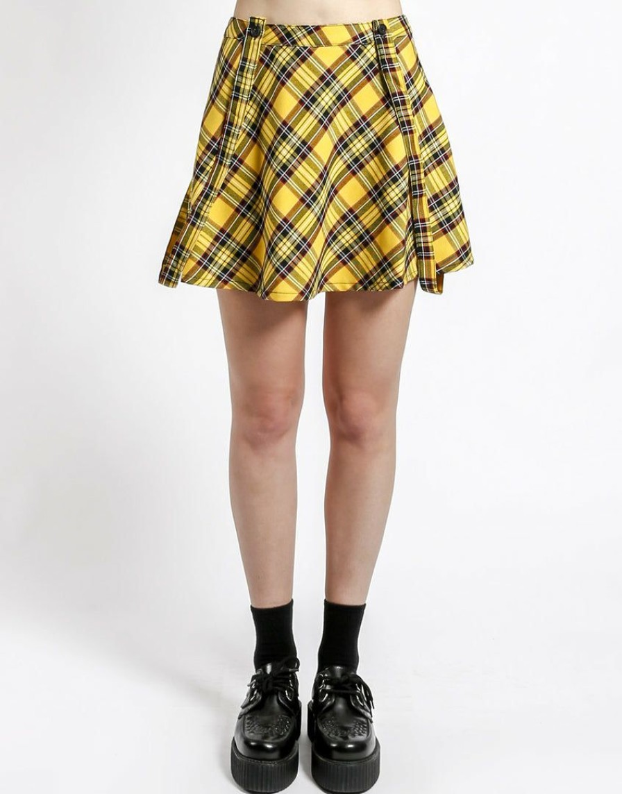 Women * | Trippnyc.Com Suspender Skirt Women Yellow Plaid