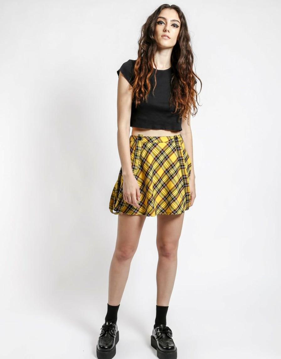 Women * | Trippnyc.Com Suspender Skirt Women Yellow Plaid