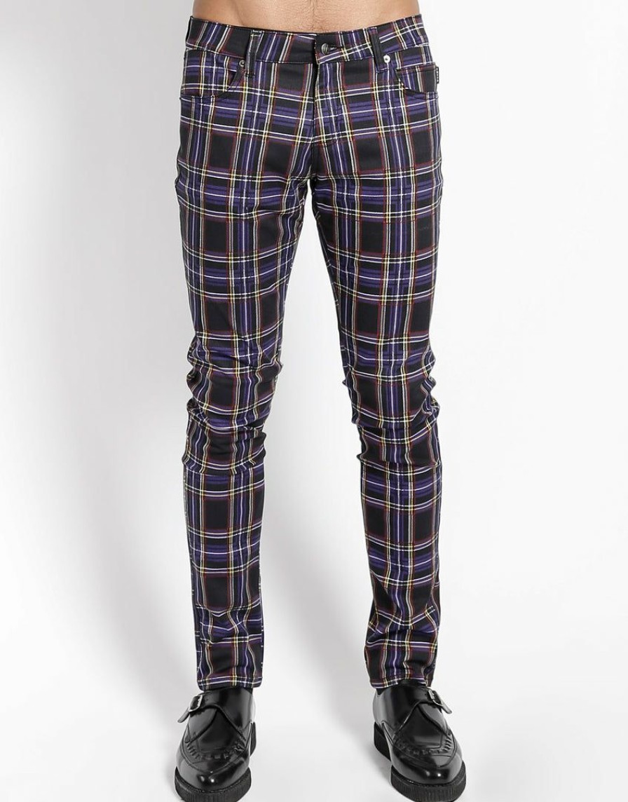 Bottoms * | Trippnyc.Com Rocker Jean Purple Plaid