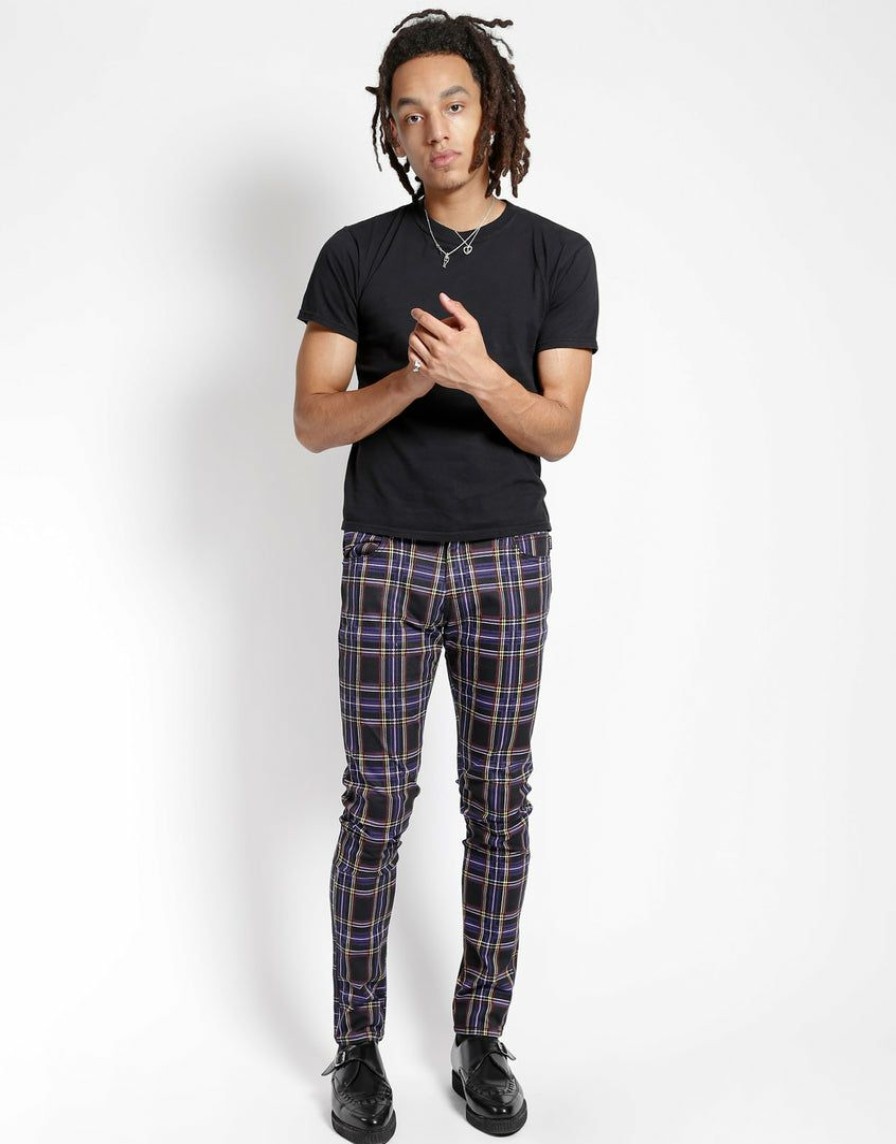 Bottoms * | Trippnyc.Com Rocker Jean Purple Plaid