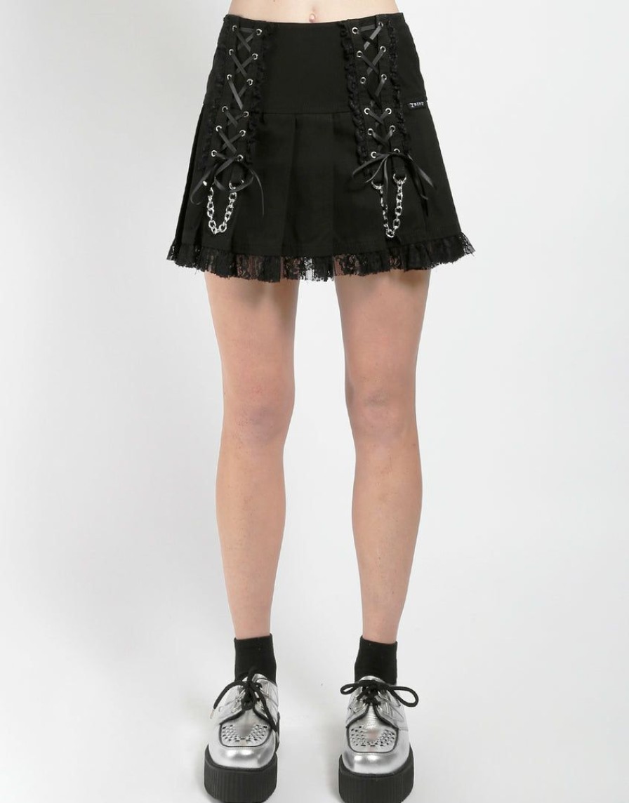 Women * | Trippnyc.Com Lolita Pleated Skirt Black Black/Black