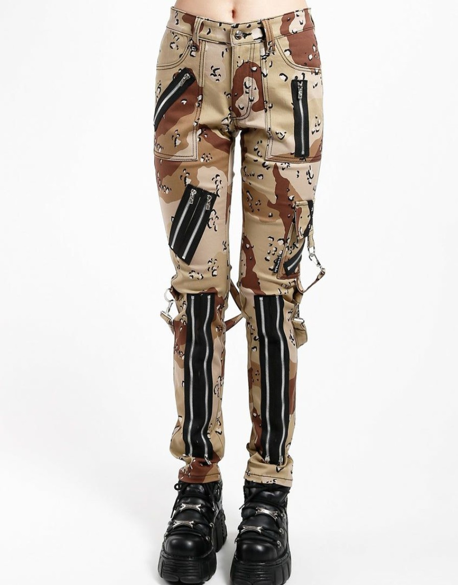 Women * | Trippnyc.Com Women Classic Slim Leg Bondage Pant Sand Camo