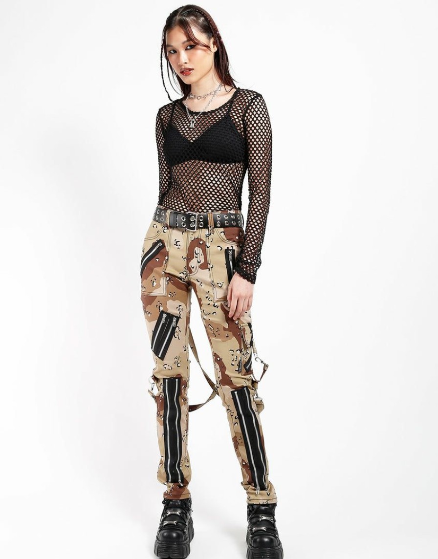 Women * | Trippnyc.Com Women Classic Slim Leg Bondage Pant Sand Camo