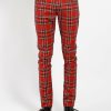 Bottoms * | Trippnyc.Com Rocker Jean Red Tartan Red Plaid