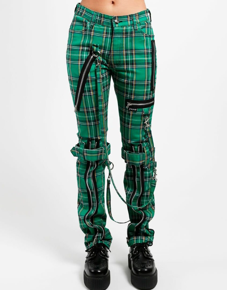 Women * | Trippnyc.Com Bondage Pant Green Plaid