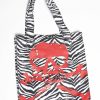 Women * | Trippnyc.Com Printed Skull Tote Zebra/Red