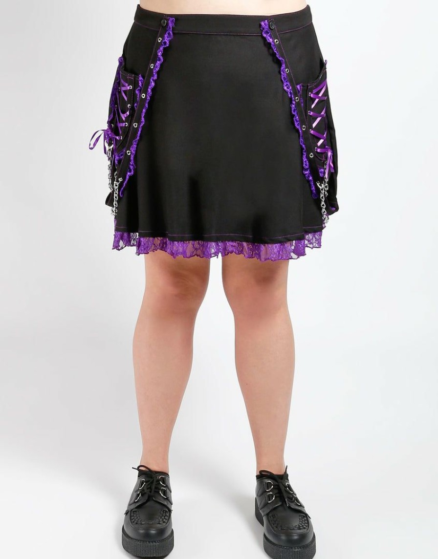 Women * | Trippnyc.Com Curve Lolita Suspender Skirt Purple Black/Purple