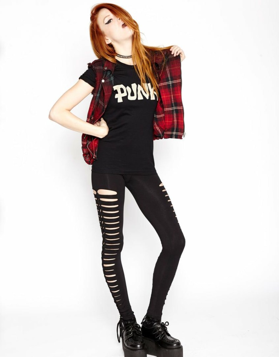 Women * | Trippnyc.Com Women Adult Punk Logo Tee Black