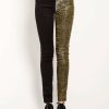 Women * | Trippnyc.Com Split Shine Jean Gold Women Black/Gold