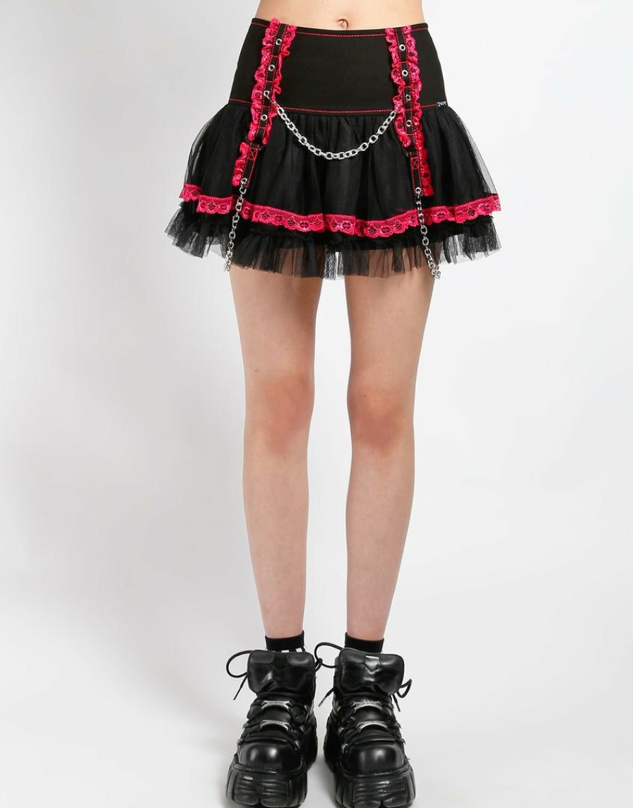 Women * | Trippnyc.Com Lolita Tutu Skirt Pink Women Black/Pink