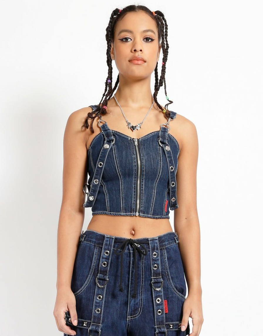 Women * | Trippnyc.Com Denim Ever Ready Corset Women Blue Denim