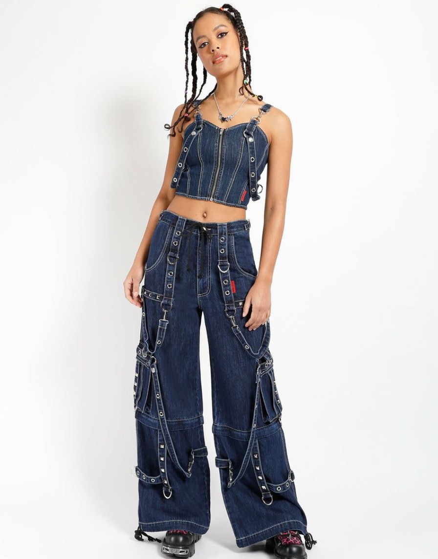 Women * | Trippnyc.Com Denim Ever Ready Corset Women Blue Denim