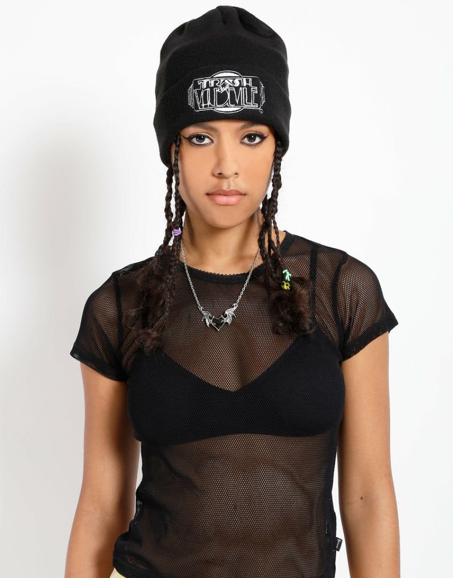 Women * | Trippnyc.Com Trash & Vaudeville Logo Beanie Women Black/White