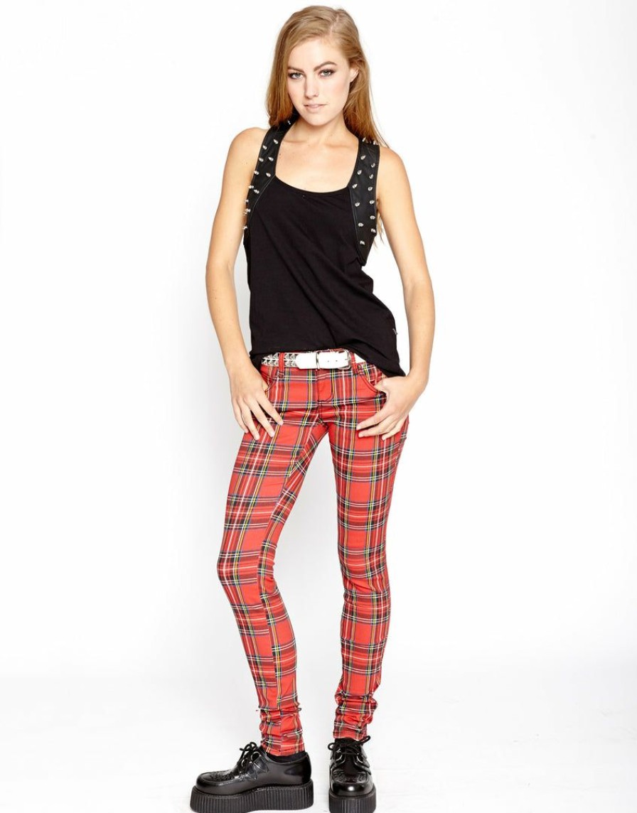 Women * | Trippnyc.Com T-Back Jean Red Plaid