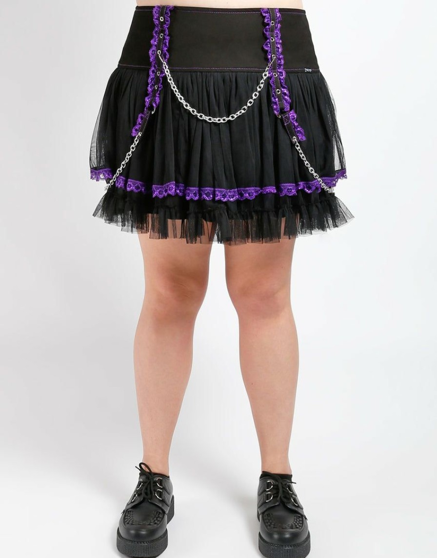 Women * | Trippnyc.Com Curve Lolita Tutu Skirt Purple Women Black/Purple