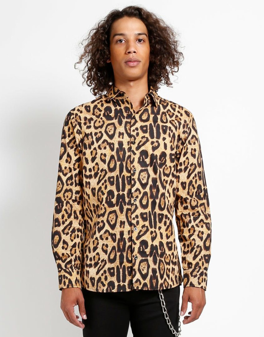 Men * | Trippnyc.Com Leopard Modern Shirt Natural Leopard