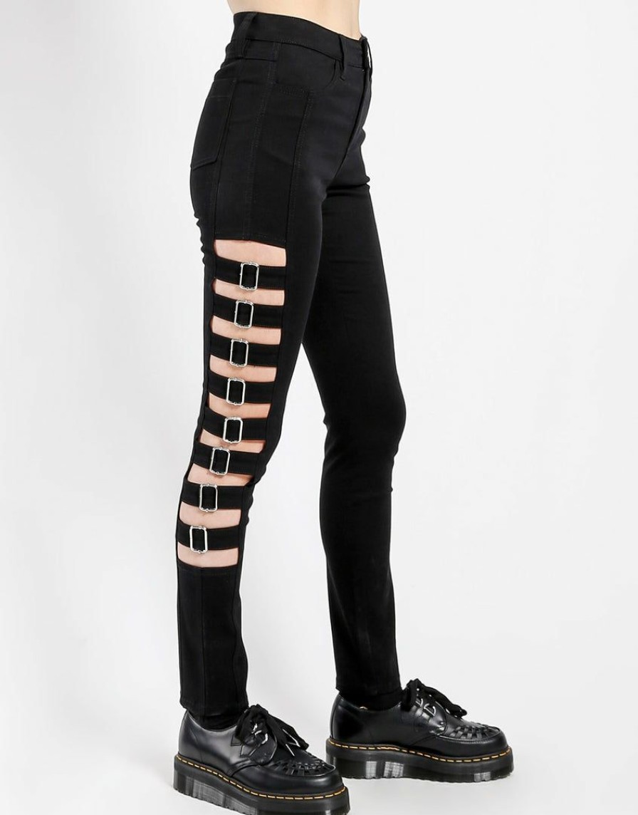 Women * | Trippnyc.Com Women Side Buckle Pant Black