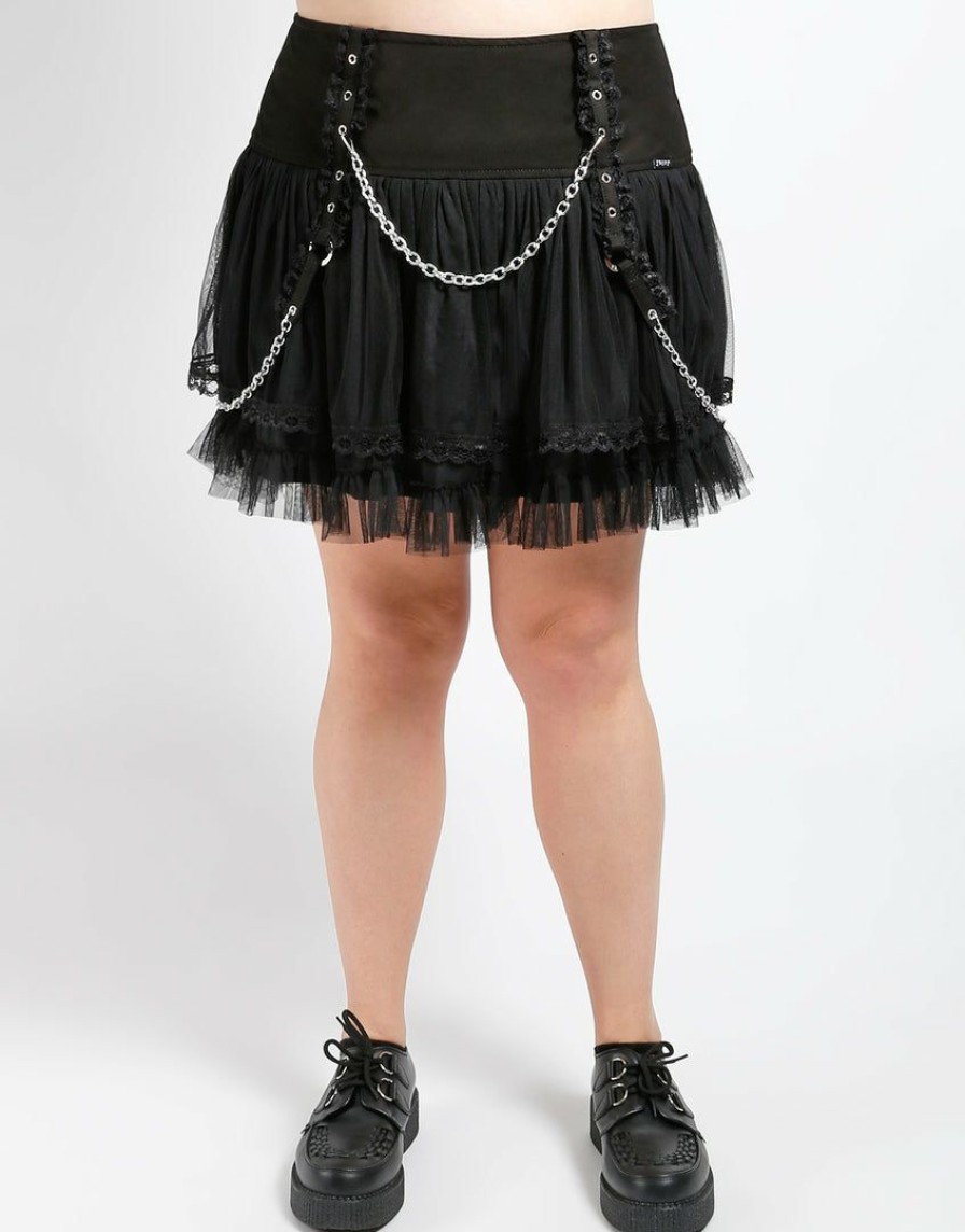 Women * | Trippnyc.Com Women Curve Lolita Tutu Skirt Black Black/Black