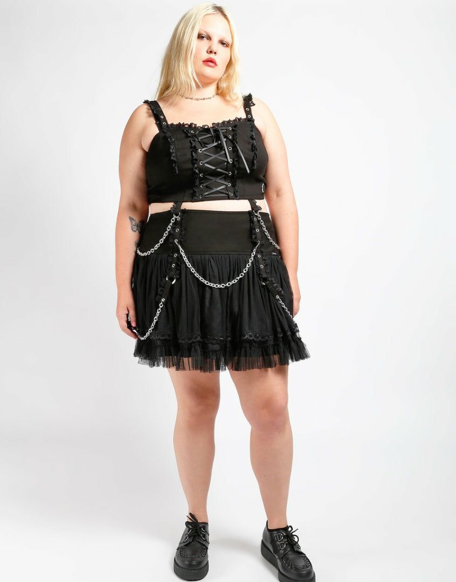 Women * | Trippnyc.Com Women Curve Lolita Tutu Skirt Black Black/Black