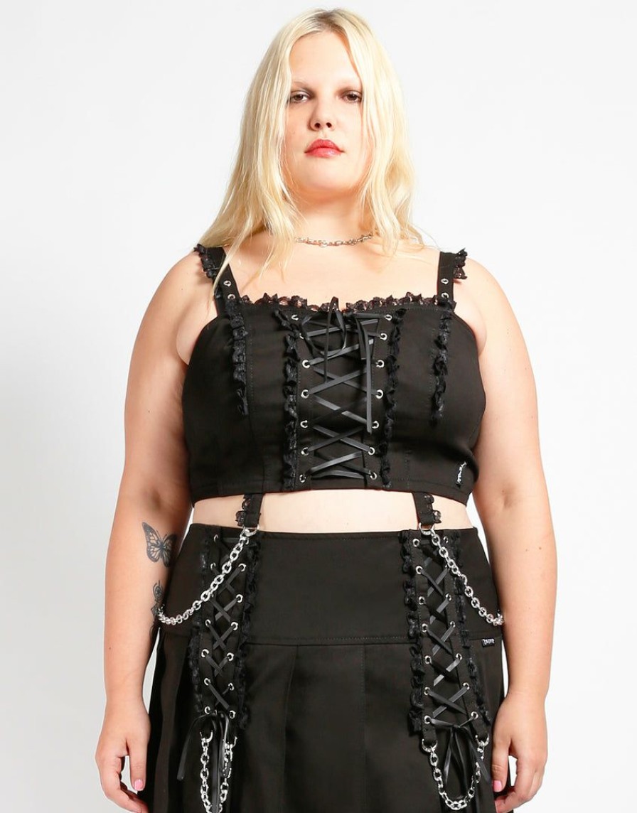 Women * | Trippnyc.Com Curve Lolita Corset Black Black/Black