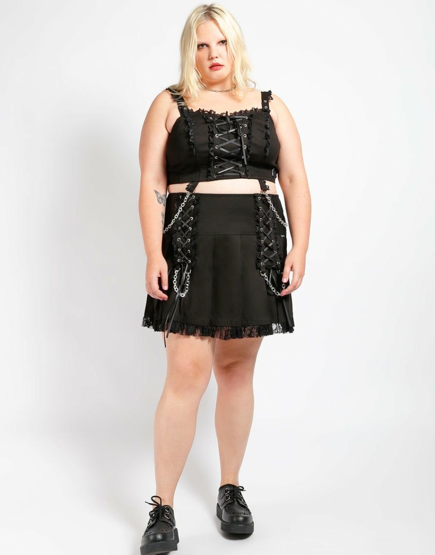 Women * | Trippnyc.Com Curve Lolita Corset Black Black/Black