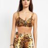 Women * | Trippnyc.Com Tiger Extra Crop Top Women Natural Tiger