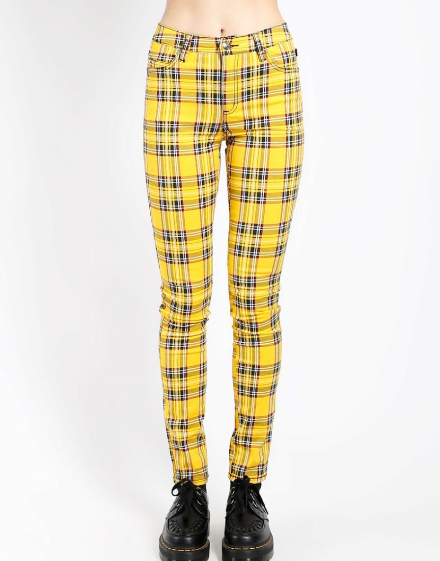 Women * | Trippnyc.Com High Waist T-Back Jean Yellow Plaid