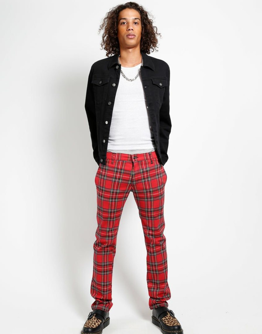 Bottoms * | Trippnyc.Com Tartan Top Cat Pant Men Red Plaid