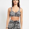 Women * | Trippnyc.Com Zebra Extra Crop Top White/Black Zebra