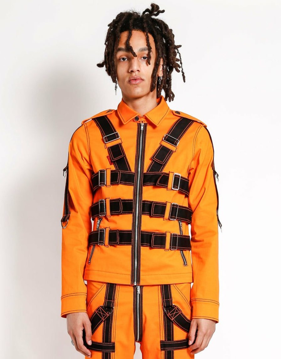 Men * | Trippnyc.Com Pilot Jacket Orange/Black