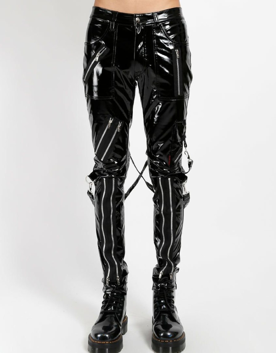 Bottoms * | Trippnyc.Com Vinyl Classic Slim Leg Bondage Pant Black