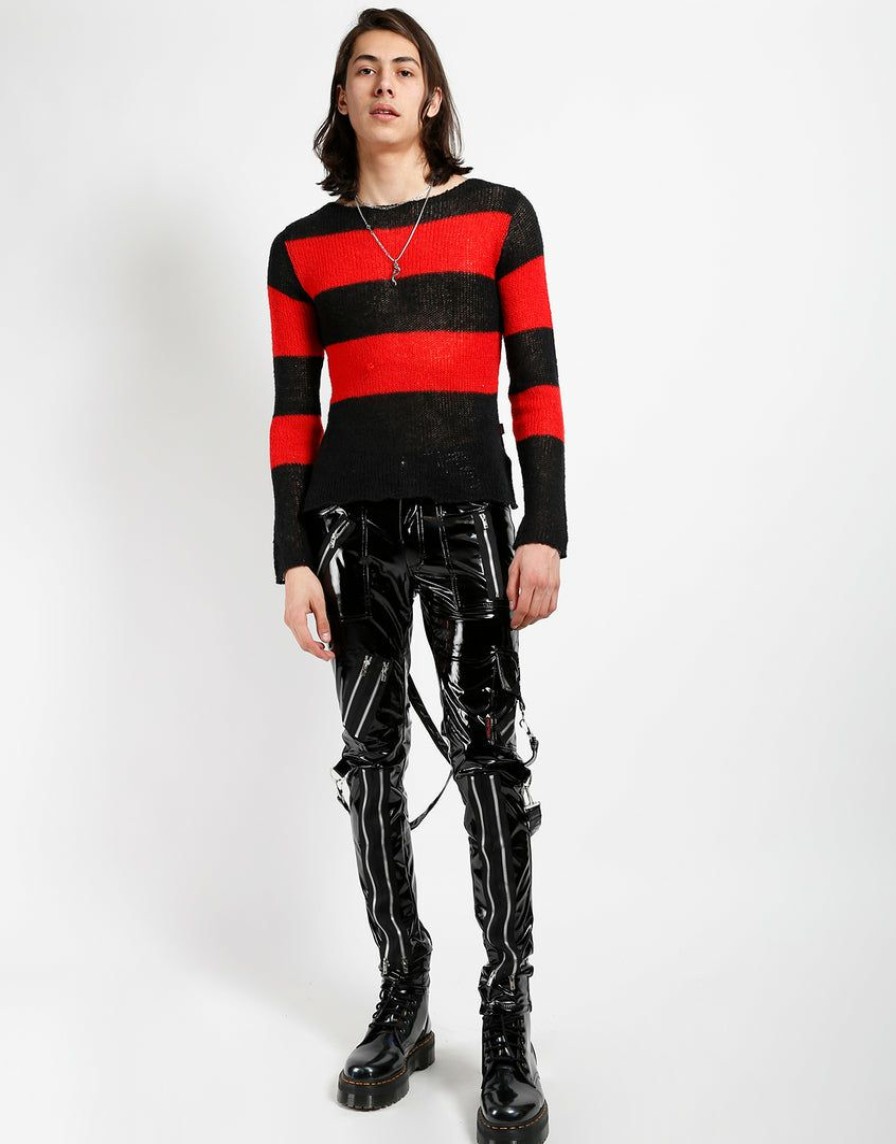 Bottoms * | Trippnyc.Com Vinyl Classic Slim Leg Bondage Pant Black