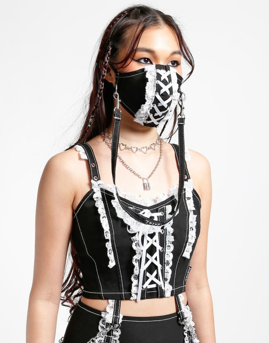 Women * | Trippnyc.Com Lolita Face Cover Black/White