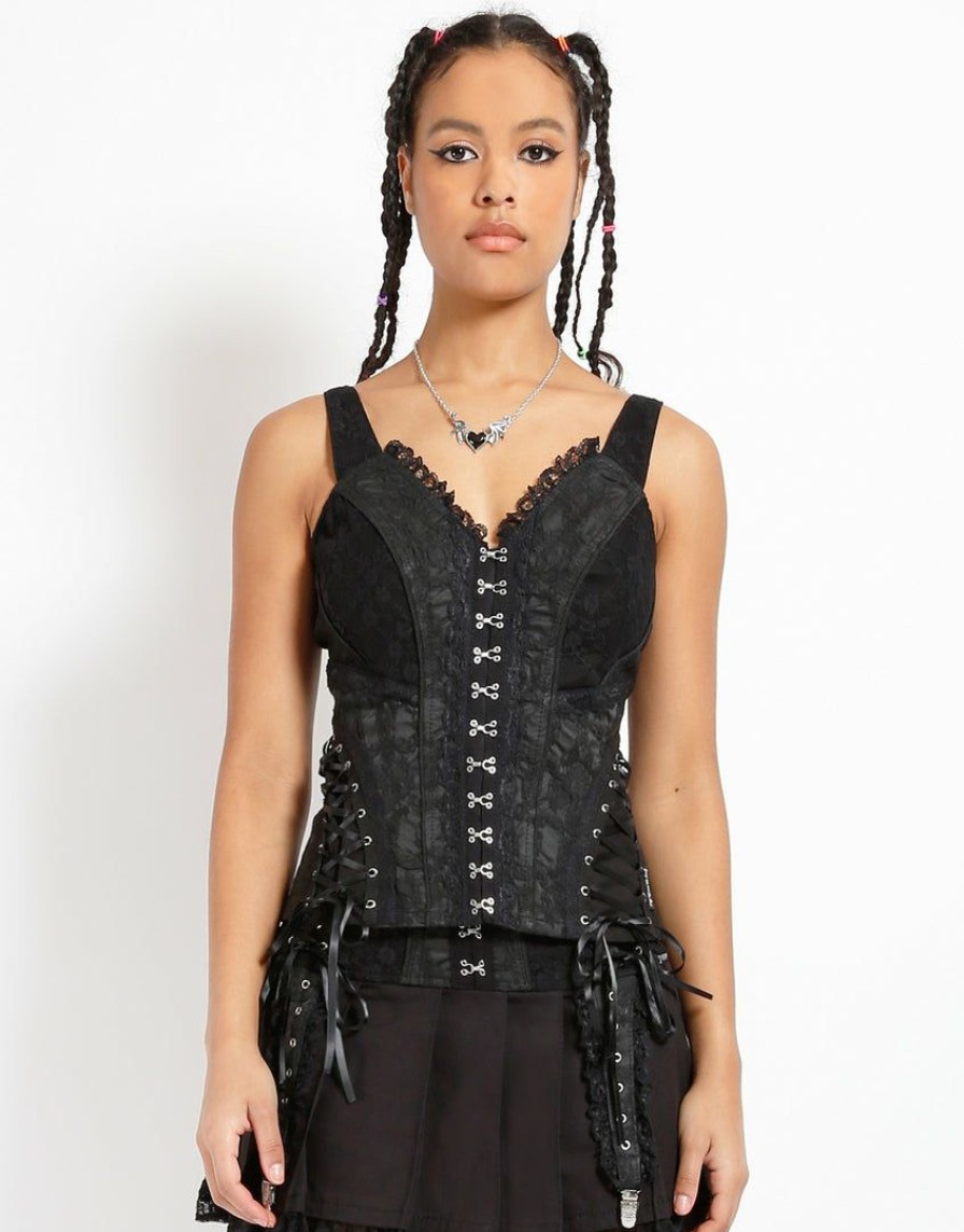 Women * | Trippnyc.Com Women Enchanted Corset Black Black/Black