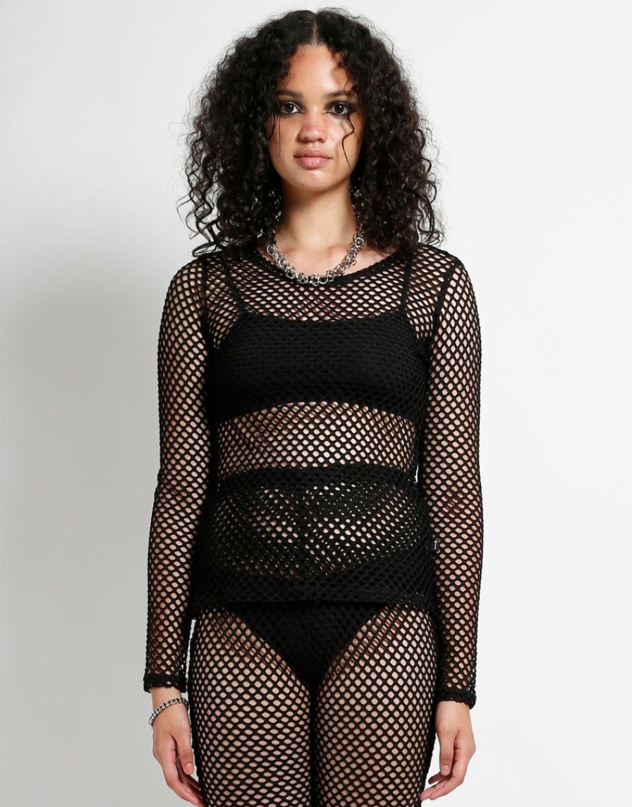 Women * | Trippnyc.Com Women Mary Q Mesh Top Black