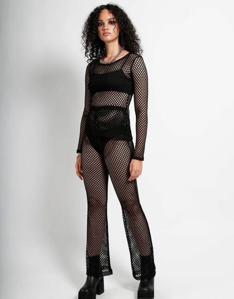 Women * | Trippnyc.Com Women Mary Q Mesh Top Black