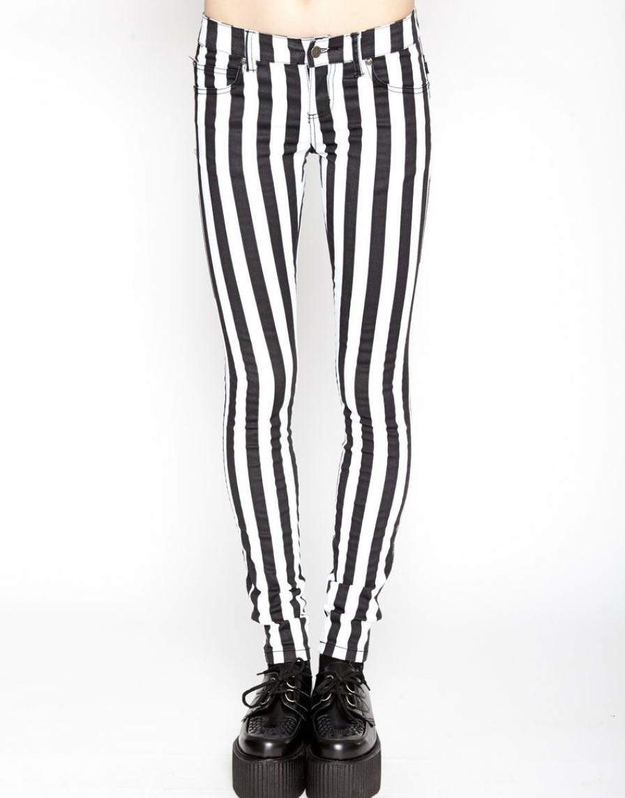 Women * | Trippnyc.Com T-Back Jean Wide Stripe White/Black Wide Stripe