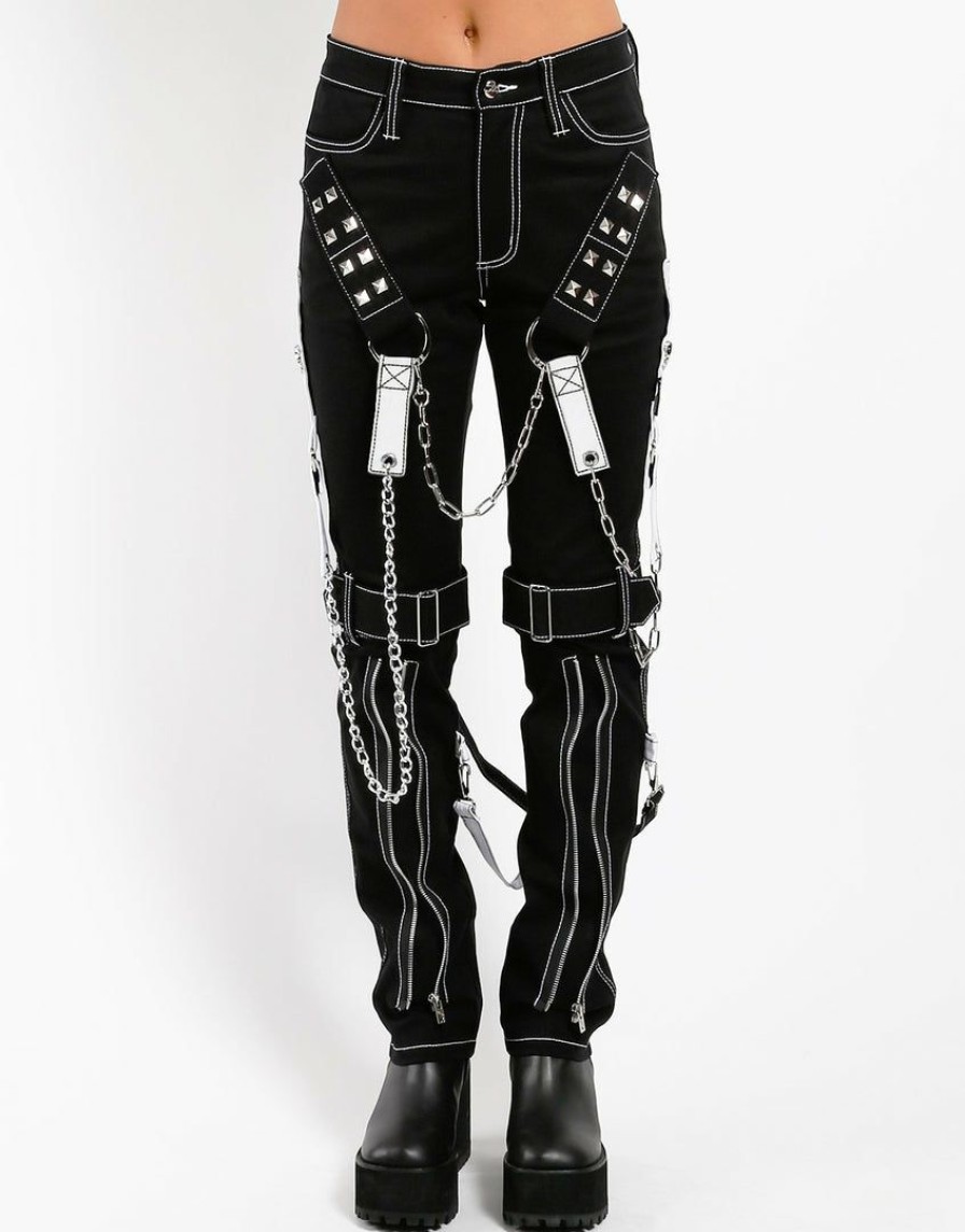 Women * | Trippnyc.Com Raider Pant Women Black/White